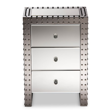 Baxton Studio Azura Modern Hollywood Regency Glamour Style Nightstand Bedside Table 121-6735